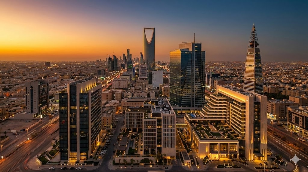 Riyadh Skyline bei Sonnenuntergang - Moderne Architektur in Saudi-Arabien